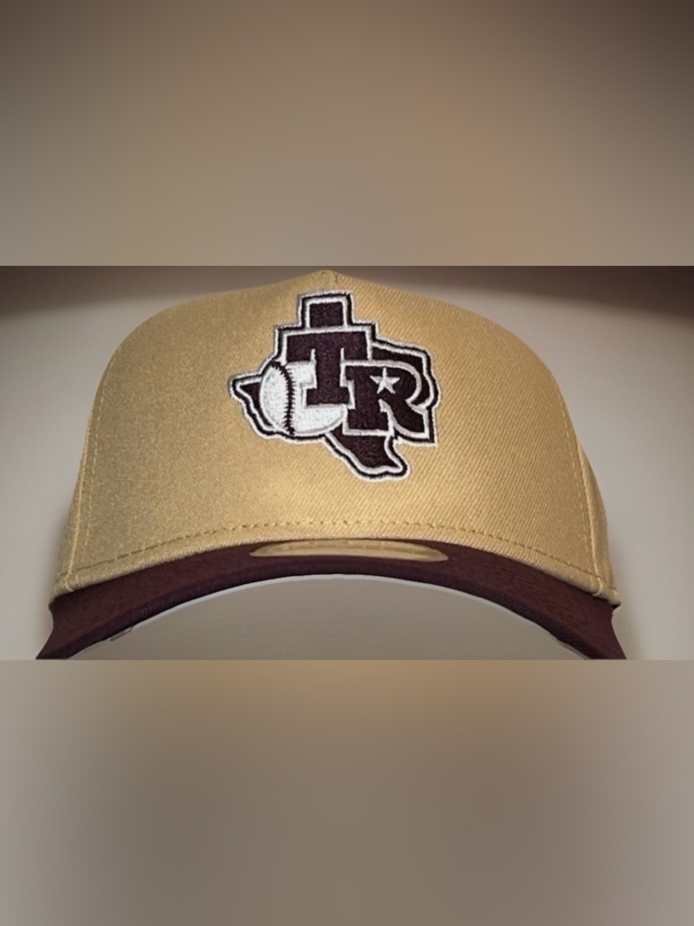 New Era Texas Rangers 9FORTY A-Frame Snapback Hat Tan / Maroon Cooperstown NWT - Picture 2 of 8